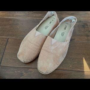 TOMS Sand Pink Suede Leather Slip on Espadrille